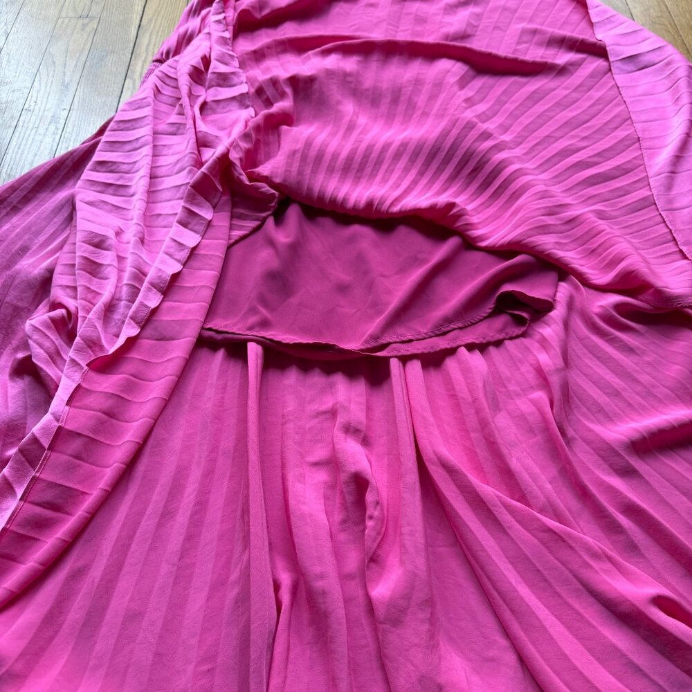 A.L.C. Size 6 Pink Satin Renzo Sleeveless Pleated Smocked Blouson Midi Dress - Picture 10 of 16